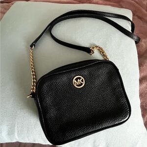 Michael Kors Extra Small Black Pebbled Leather Crossbody Bag